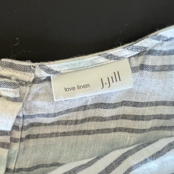 J.Jill Love Linen Striped Long Sleeve Boxy Blouse White Blue Lilac Size XL - Picture 6 of 9